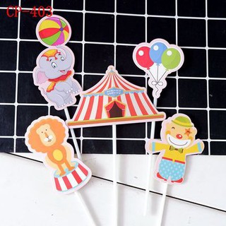Topper/que cắm giấy hình rạp xiếc (set)