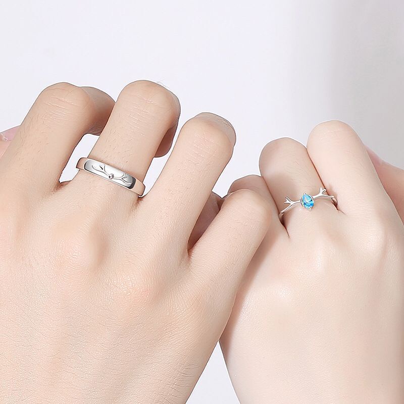 Cặp Nhẫn Đôi Mạ Bạc Có Thể Điều Chỉnh Xu Hướng Cho Nam Nữ