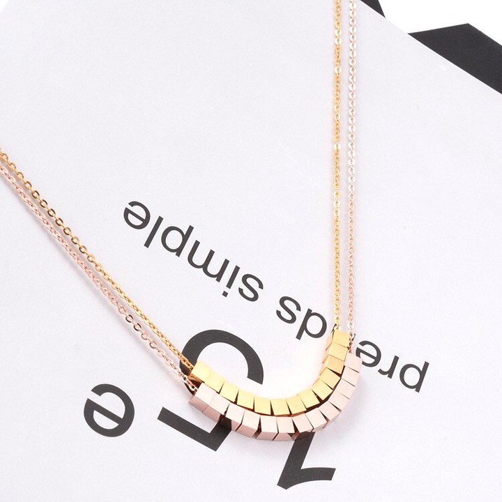 DÂY CHUYỀN TITAN NHIỀU KHỐI VUÔNG TN120 BỀN MÀU SIÊU ĐẸP