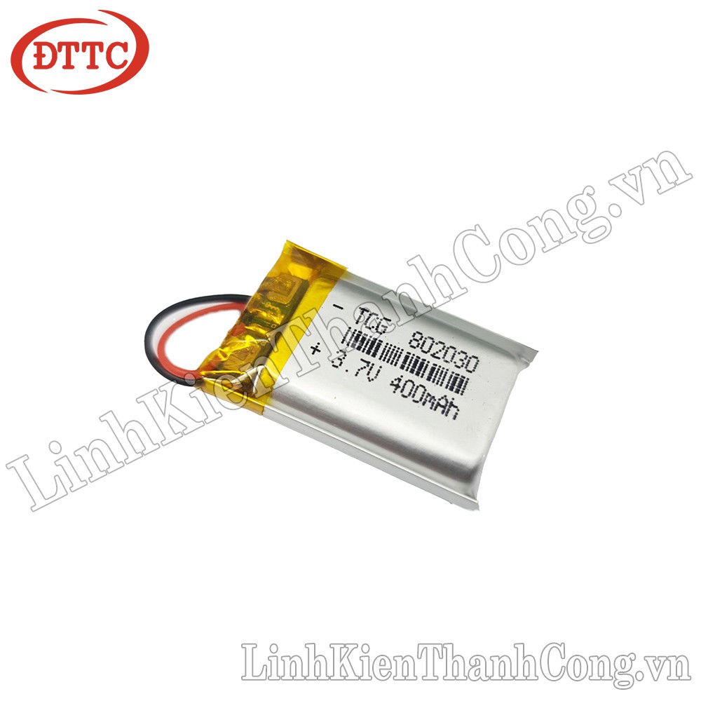 Pin Lipo Polymer 3.7V 400mAh 8x20x30mm (Có Mạch Bảo Vệ)