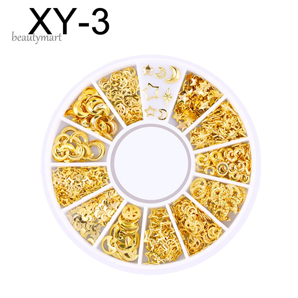 [Hàng mới về] Phụ kiện kim loại hình trăng/sao/trái tim/đinh tán 3D chuyên dụng trang trí móng