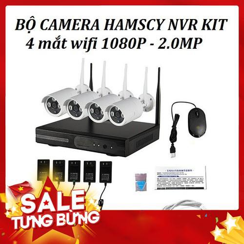 Bộ Đầu Ghi NVR HD + 4 + HDD 500G Camera WIFI 2M full HD 1080P