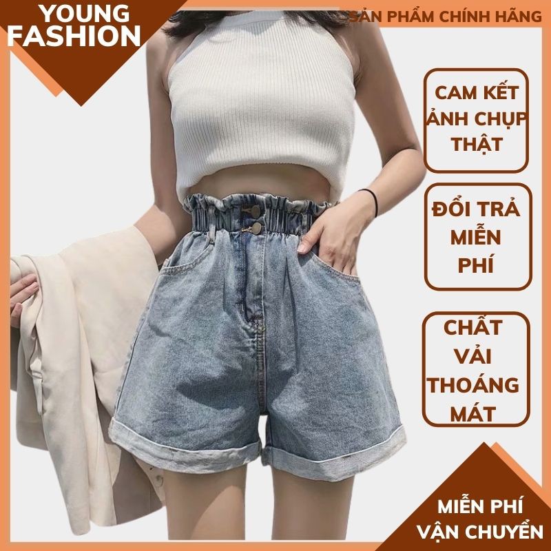 Quần sóc bò cạp chun 2 khuy cực xinh bao đẹp ,quần shorts bò nữ ,HÓT TICHTOC THỜI TRANG 1989,phong cách ulzzang