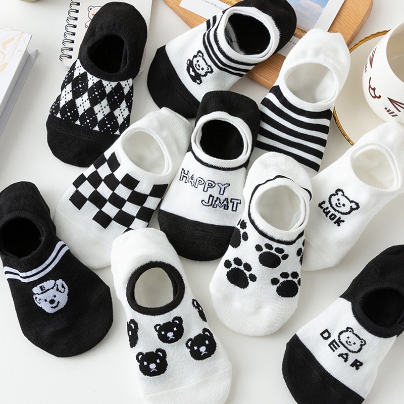 Vớ Cotton Cổ Ngắn In Hình Chú Gấu Dễ Thương Thời Trang Mùa Hè Cho Nữ