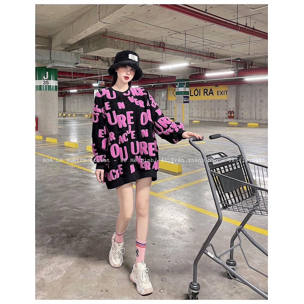 Áo len nữ form rộng, áo len chữ nổi xù bông dáng hàn quốc lên cực trẻ chất tuyệt vời phom thoải mái dễ mặc dễ mix đồ | BigBuy360 - bigbuy360.vn