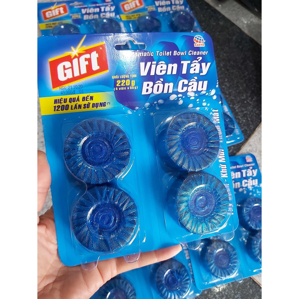 Viên tẩy bồn cầu Gift,thả bồn cầu diệt khuẩn,khử mùi hôi tolet ( 4 viên 55g)