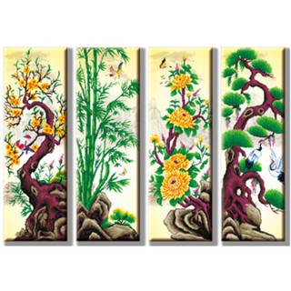 Tranh đính đá tứ quý mai trúc cúc tùng df194 kt:146x100 cm