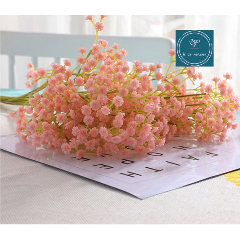 Cành hoa baby 62cm nhiều nhánh hoa nhỏ xinh xắn dùng trong decor chụp ảnh trang trí nhà cửa