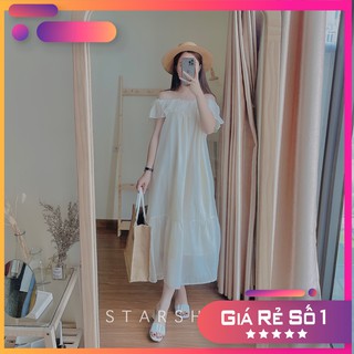 ❤️maxi trễ vai bèo, váy trễ vai xòe hở vai, đầm công chúa xòe siêu xinh