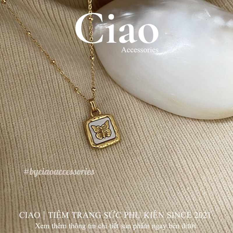 [HOẢ TỐC 1H] Dây chuyền/ Vòng cổ titan không gỉ thiết kế hình charm bổng hồ điệp Natila Ciao