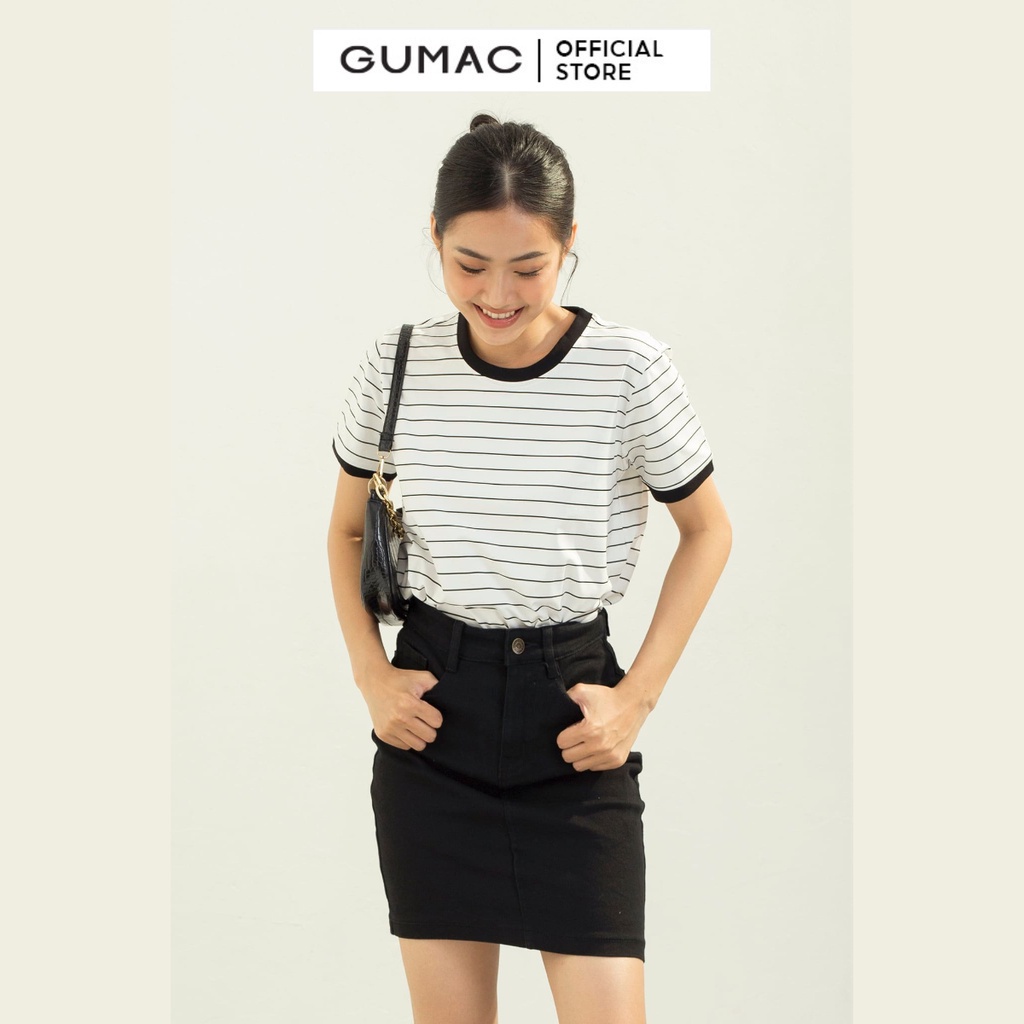 [Mã WABRGU3 giảm 10% đơn 99K] Áo thun sọc ngang GUMAC form dáng basic năng động, nhiều màu cá tính ATC03016