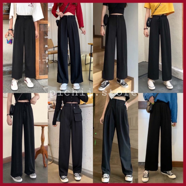 SẴN/ ORDER Quần ống suông , Quần Culottes đen basic - nhiều mẫu