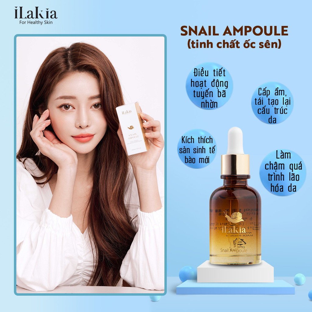 Tinh Chất Serum Ốc Sên Hàn Quốc ILAKIA Giúp Da Căng Bóng Dưỡng Trắng, Dưỡng Ẩm, Phục Hồi Da Chuyên Sâu | BigBuy360 - bigbuy360.vn