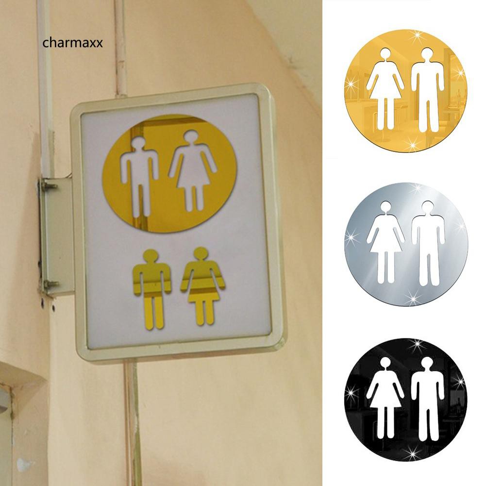 3 miếng gương decal dán tường WC tháo được hình nam & nữ