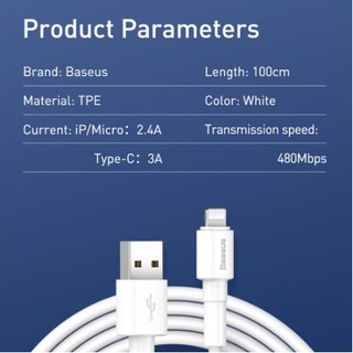 Cáp sạc nhanh Baseus Mini White Type C siêu bền ( Quick Charging & Sync Data TPE Cable )