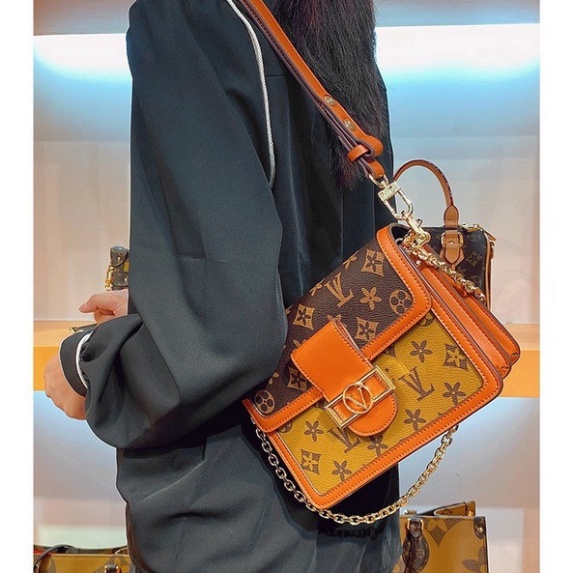 Túi xách nữ LV mềm thời trang, túi đeo chéo đeo vai kẹp nách đi chơi đi làm dây da phối xích cao cấp