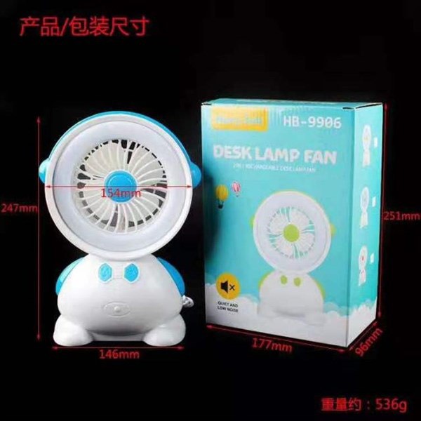 QUẠT SẠC TÍCH ĐIỆN 3 CHẾ ĐỘ LED VIỀN SIÊU KUTE HB9906