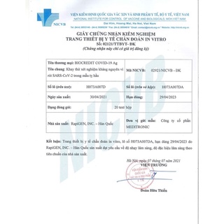 Test nhanh Biocredit Hàn Quốc