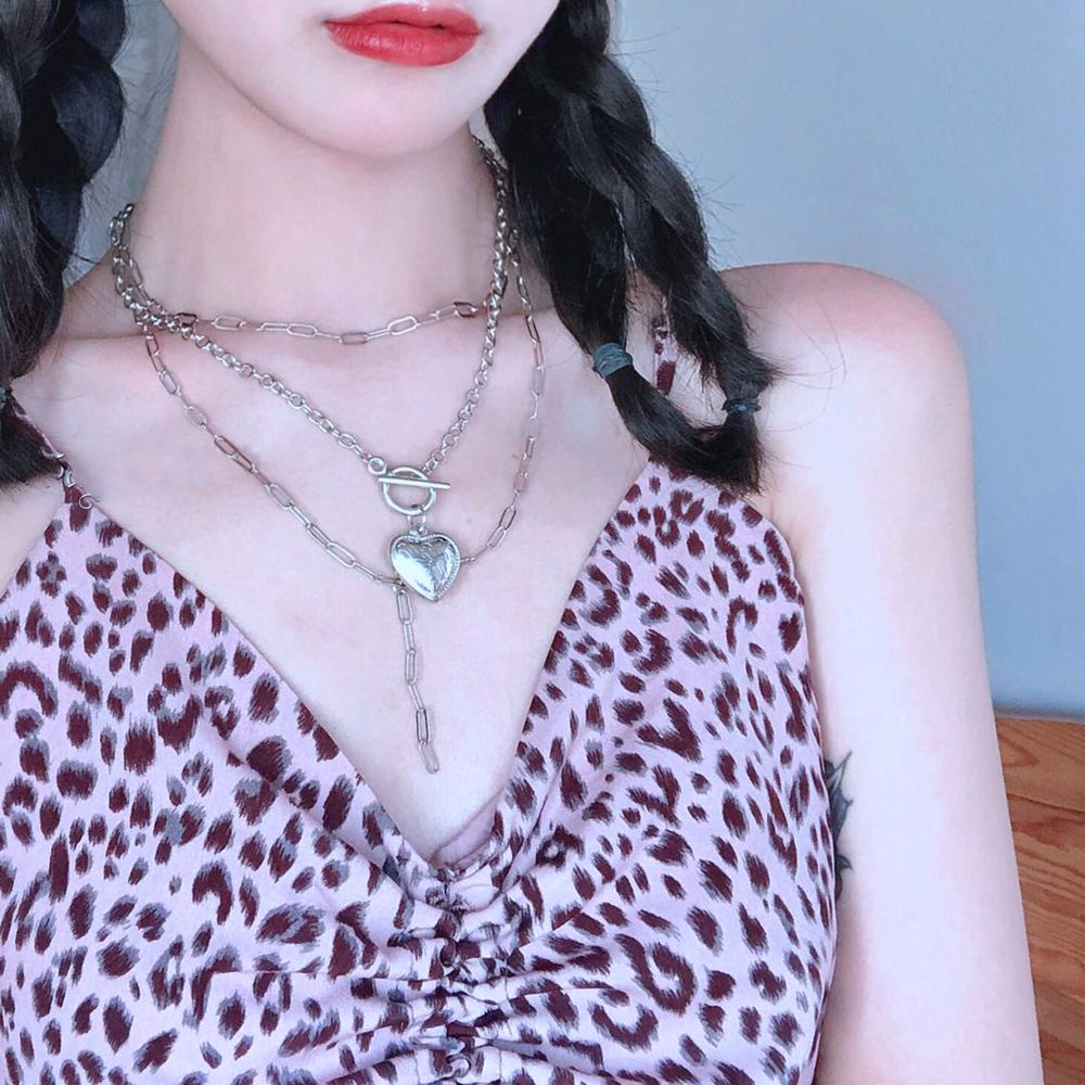 vòng cổ Ba Lớp Mặt Hình Chữ Y Phong Cách Harajuku Dành Cho Nam Và Nữ