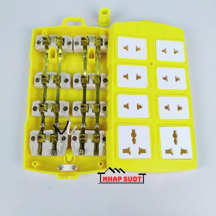 Ổ cắm chịu tải 6000W ELITON 8 ổ cắm, lõi sứ chịu nhiệt, vỏ nhựa chịu va đập, lò xo chống mô ve, nhựa PC chống cháy