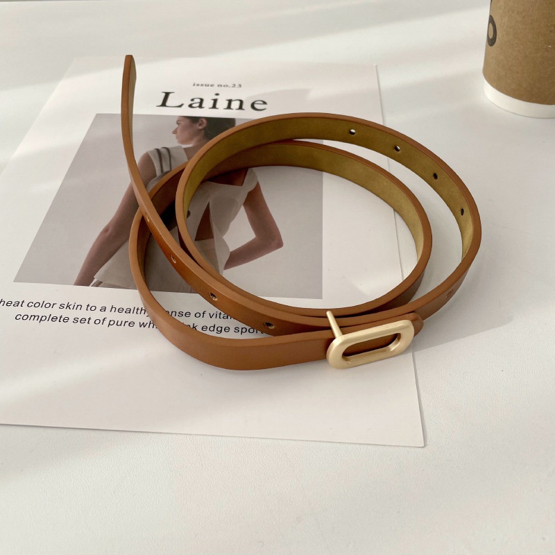 Thắt Lưng Mỏng Không Đục Lỗ Khóa Vuông Đơn Giản Thời Trang Cho Nữ