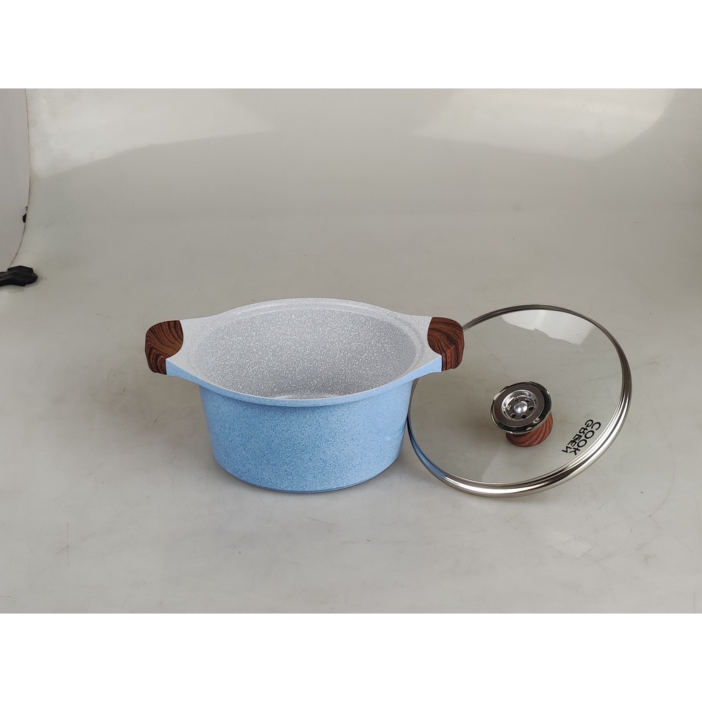 Nồi đúc chống dính men đá Sapphire Greencook GCS09-20IH - 20cm / GCS09-24IH - 24cm dùng được trên bếp từ