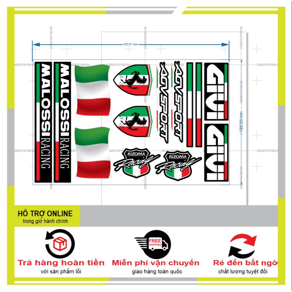 14 LOGO STICKER CỜ ITALI - SHINDECAL2
