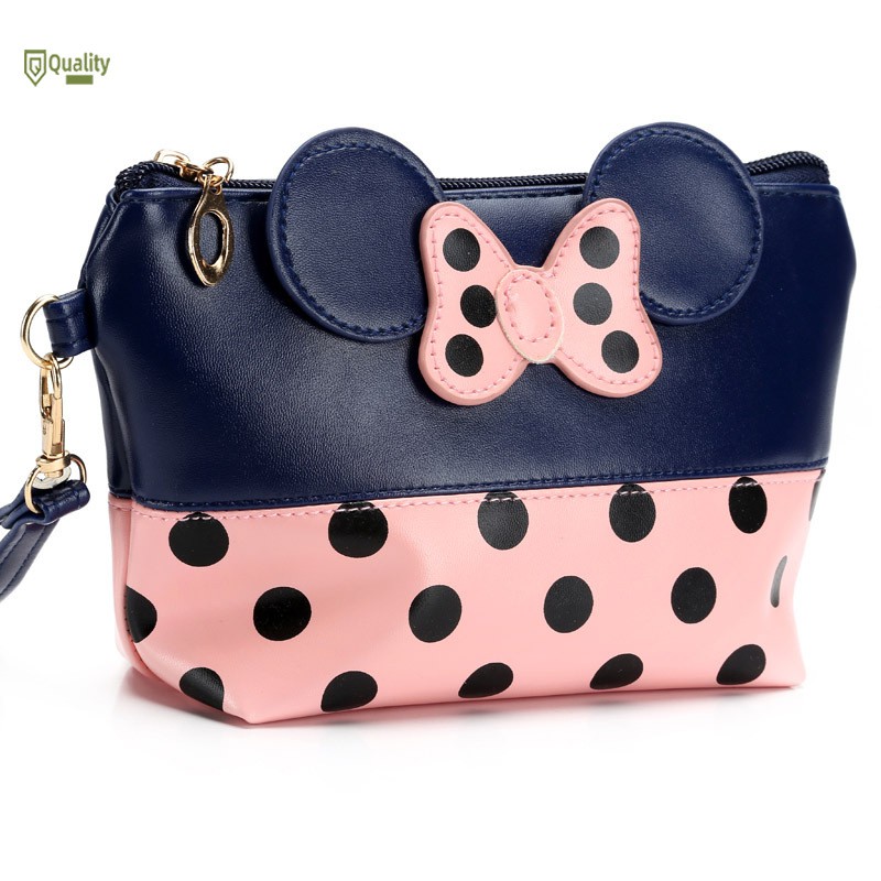 VN❤ Portable Travel Women Lady Makeup Bag PU Leather Waterproof Bowknot Cosmetic Make Up Organizer S