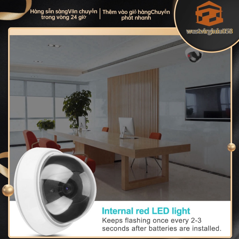 Hàng Hot Máy ảnh mô phỏng mái vòm Giả mạo Màn hình an ninh giả Cảnh báo Đèn LED nhấp nháy Hàng giao ngayWestvirginia058