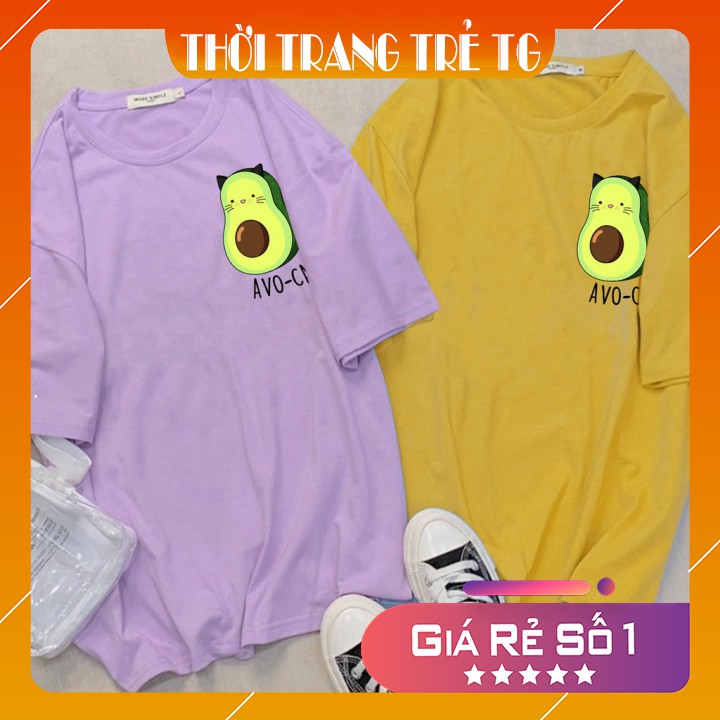 Áo thun 𝑭𝒓𝒆𝒆𝒔𝒉𝒊𝒑 Áo phông form rộng dáng Unisex L49, mặc lớp, nhóm, cặp in hình QUẢ BƠ MÈO AVO CATTO.