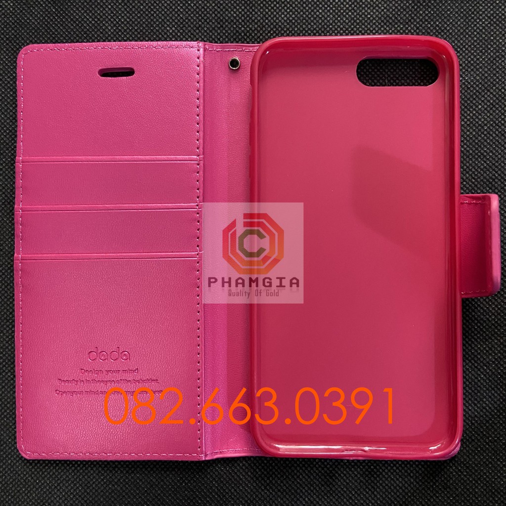 Bao da iphone7 plus (7+), 8 plus (8+) có nấp gập, ngăn đựng thẻ tiện lợi