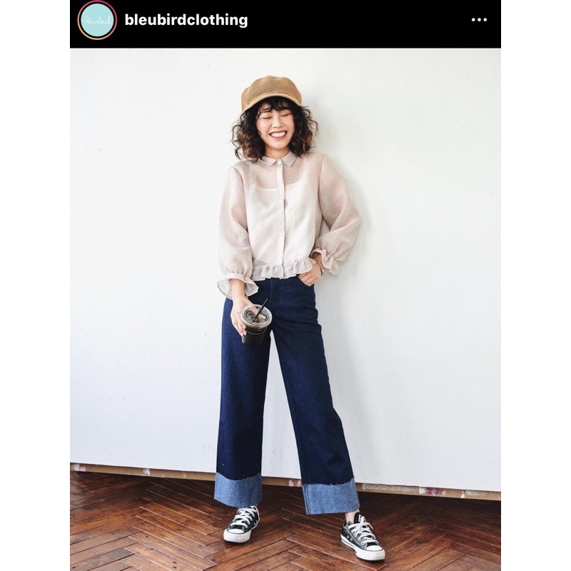 Quần jeans gập gấu Bleubird