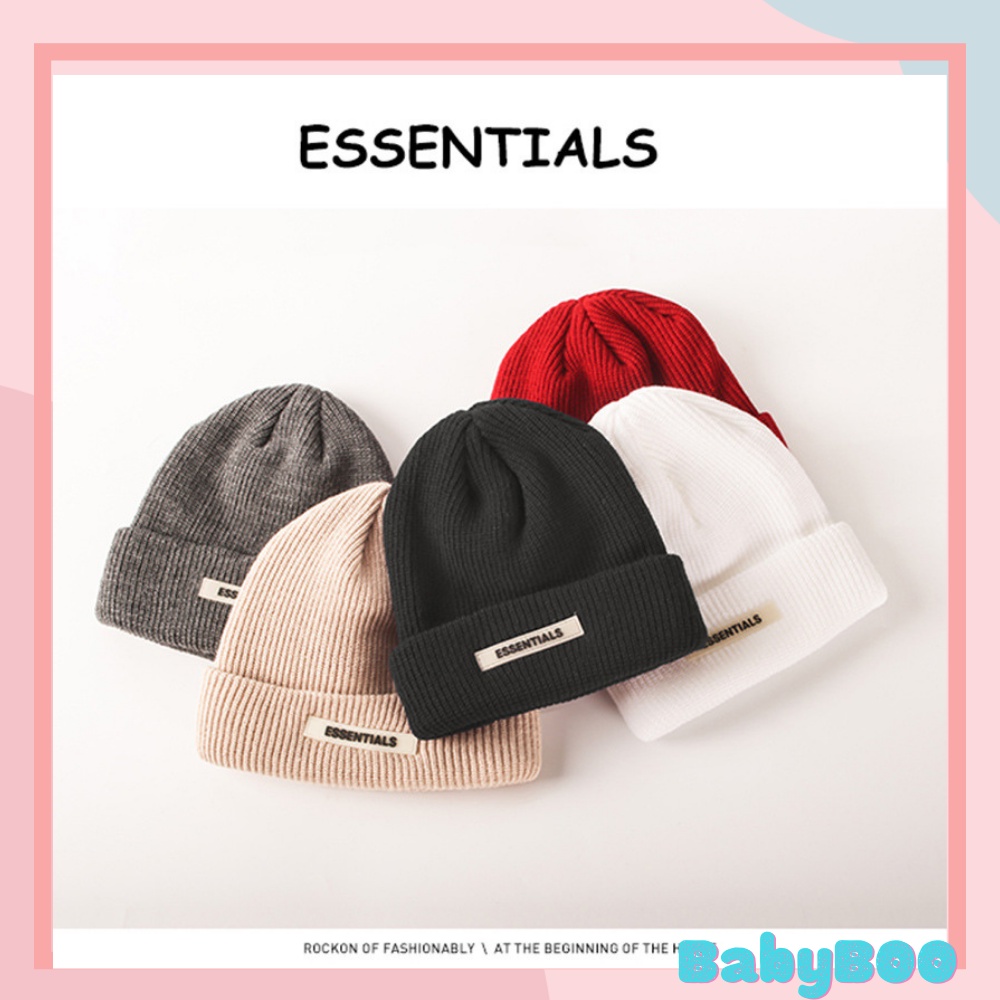 Mũ len dệt kim ESSENTIALS trùm đầu đủ màu kiểu dáng unisex giá rẻ cho cả nam và nữ