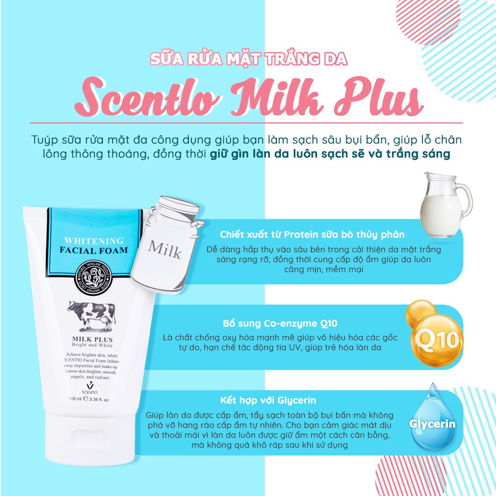 [Cleanser] Sữa rữa mặt tạo bọt làm trắng da Beauty Buffet Scentio Milk Plus 100ml