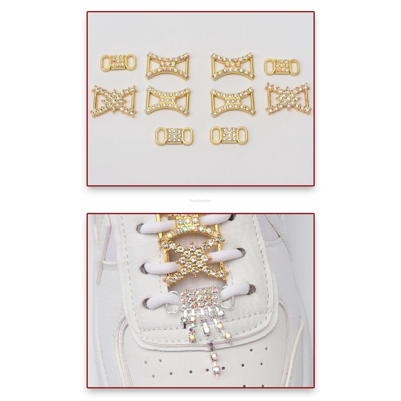Set 2 Phụ Kiện Trang Trí Giày Hình Chiếc Giày Đính Đá Nhân Tạo Nhiều Màu Sắc DIY