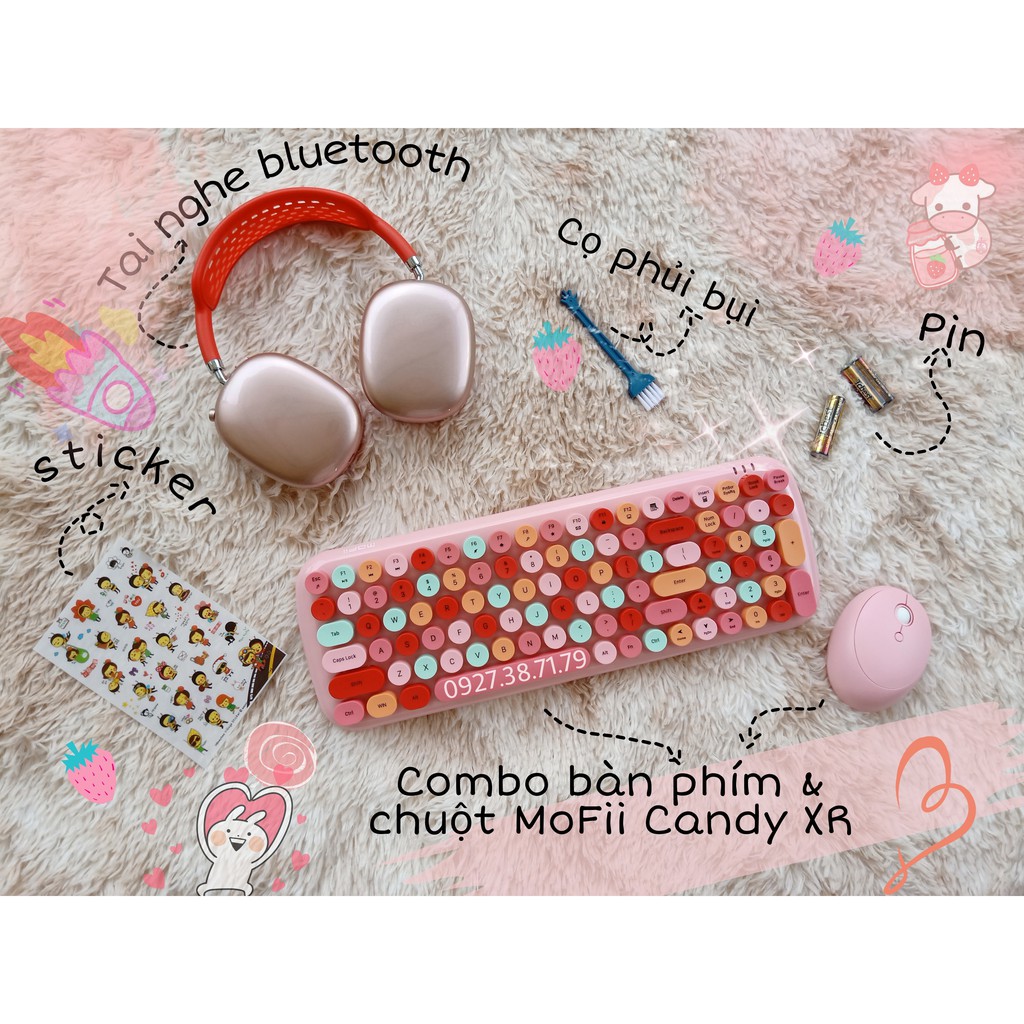 Bộ combo bàn phím giả cơ và chuột không dây MoFii Candy XR - Dùg cho Máy tính bàn, Laptop, Tivi, Điện thoại, iPad iPhone