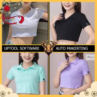 [Hàng Cao Cấp] Áo Croptop Cộc Tay Có Cổ Sexy Vải Cotton Thun Cao Cấp Co Dãn