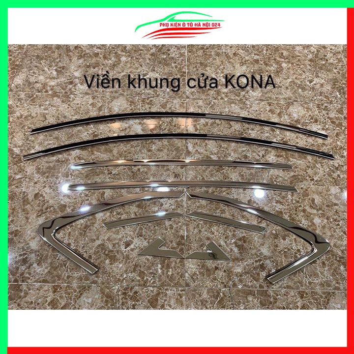 Bộ nẹp viền chân kính cong kính Hyundai Kona Inox sáng bóng chuẩn form xe