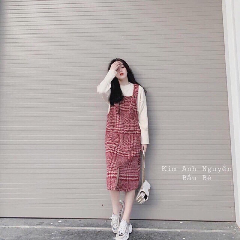 Set DẠ YẾM ĐỎ + áo trắng mẫu mới kèm ảnh thật