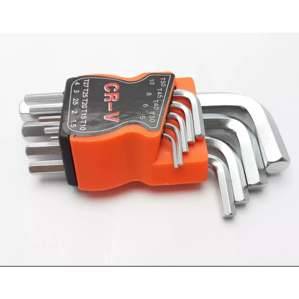 Bộ lục giác trơn gồm 9 cây, độ cứng HRC 50-55 sử dụng đa năng với nhiều kích thước