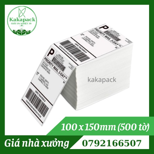 Giấy in nhiệt tự dính tệp 500 tờ 100 x 150mm dùng để đóng gói hàng trên các sàn thương mại điện tử giấy decal chống nước