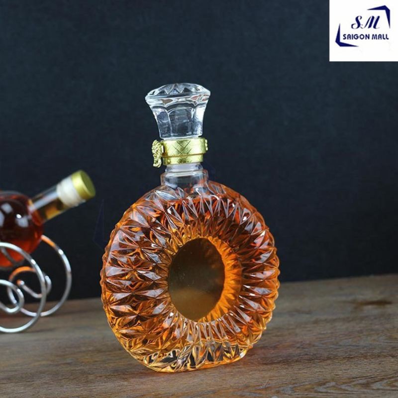 [ HÀNG CAO CẤP ] Bình Đựng Rượu Thủy Tinh Cao Cấp 500ml. Mẫu Tròn XO, Chai đựng rượu