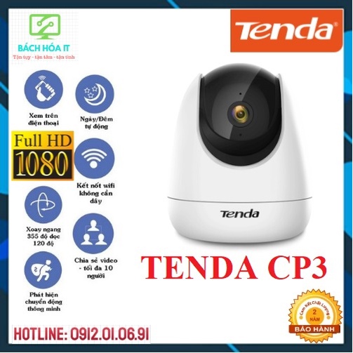 Camera IP Wifi TENDA CP3 full HD 1080, hàng chính hãng bảo hành 24 tháng