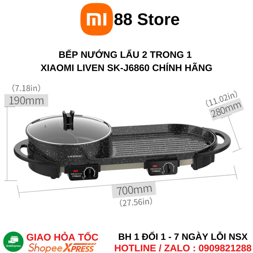 Bếp Nướng Lẩu Đa Năng 2 trong 1 Liven SK-J6860 Chính Hãng Fullbox
