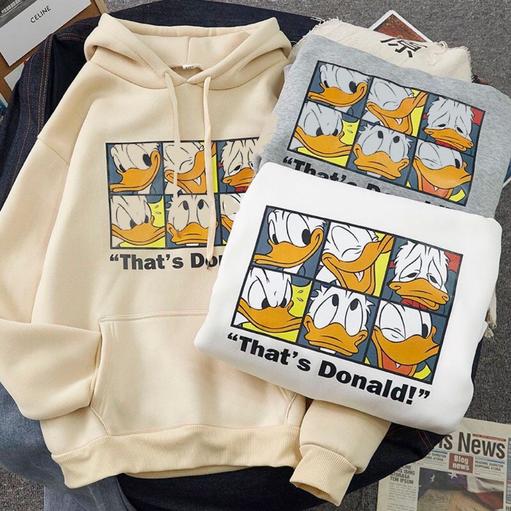 ÁO KHOÁC HOODIE NỈ UNISEX FORM RỘNG NAM NỮ IN VỊT CỰC ĐẸP