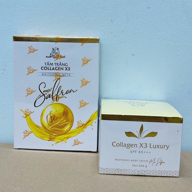 Combo body Collagen X3 luxury Tắm trắng Collagen X3 mix saffron công ty mỹ phẩm Đông Anh