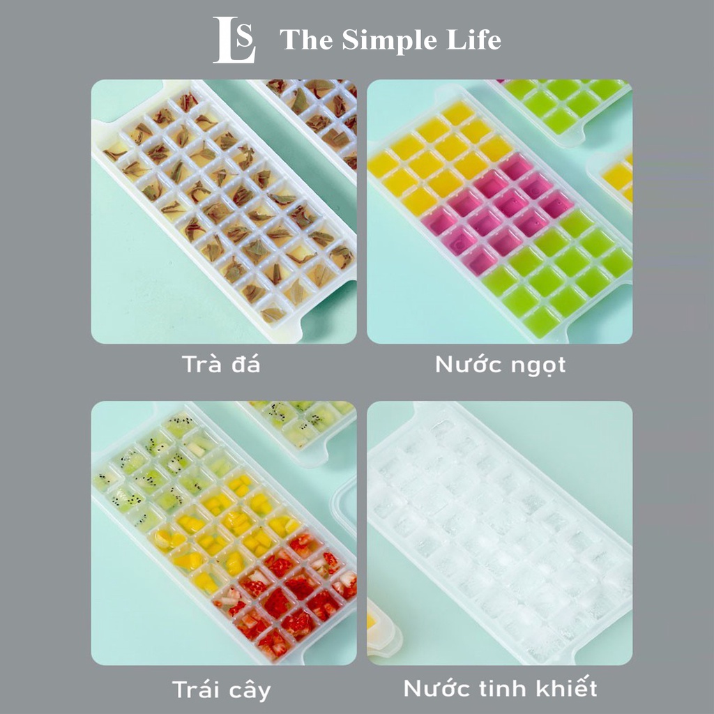 Khay làm đá, khuôn làm đá, làm kem tủ lạnh 72 viên chống mùi cao cấp + tặng kèm xẻng xúc đá [CHÍNH HÃNG]