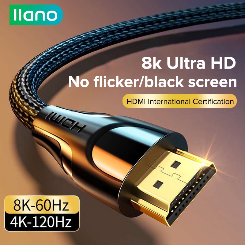 Cáp bện LLANO HDR HDMI 8K 2.1 3D sang 60hz/144hz truyền tốc độ cực cao 48Gbps thích hợp cho HDTV PS5/PS4 pro Switch