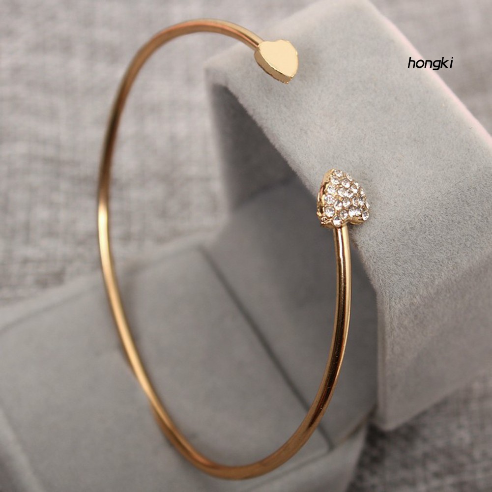 Vòng tay hở hình trái tim đính đá thời trang dành cho nữ