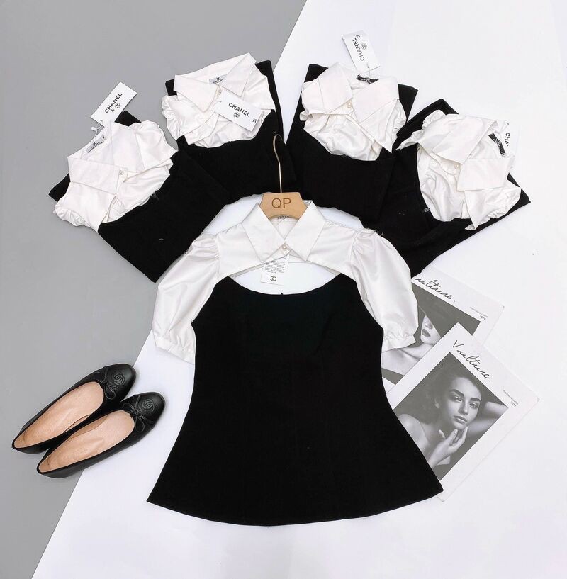 [Mã FAMAYWA giảm 10K đơn 50K] Áo kiểu pha màu hở cổ tinh tế xinhh | BigBuy360 - bigbuy360.vn